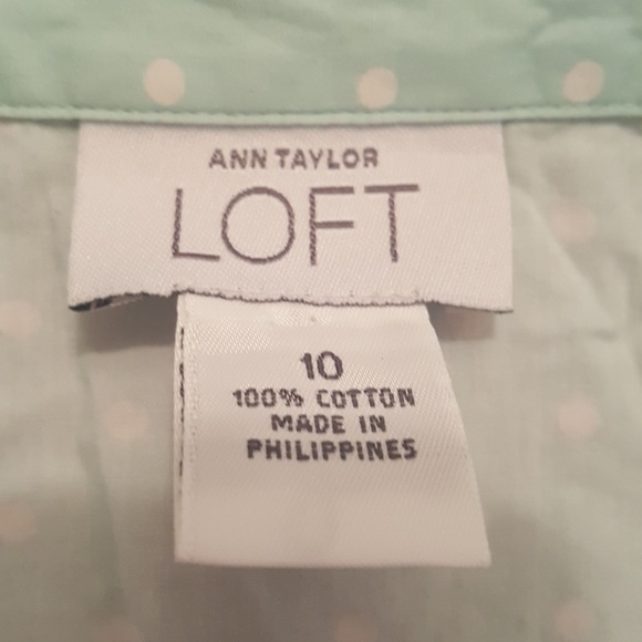 Ann Taylor polka dot mint green sleveless top Sz10 - Picture 4 of 6